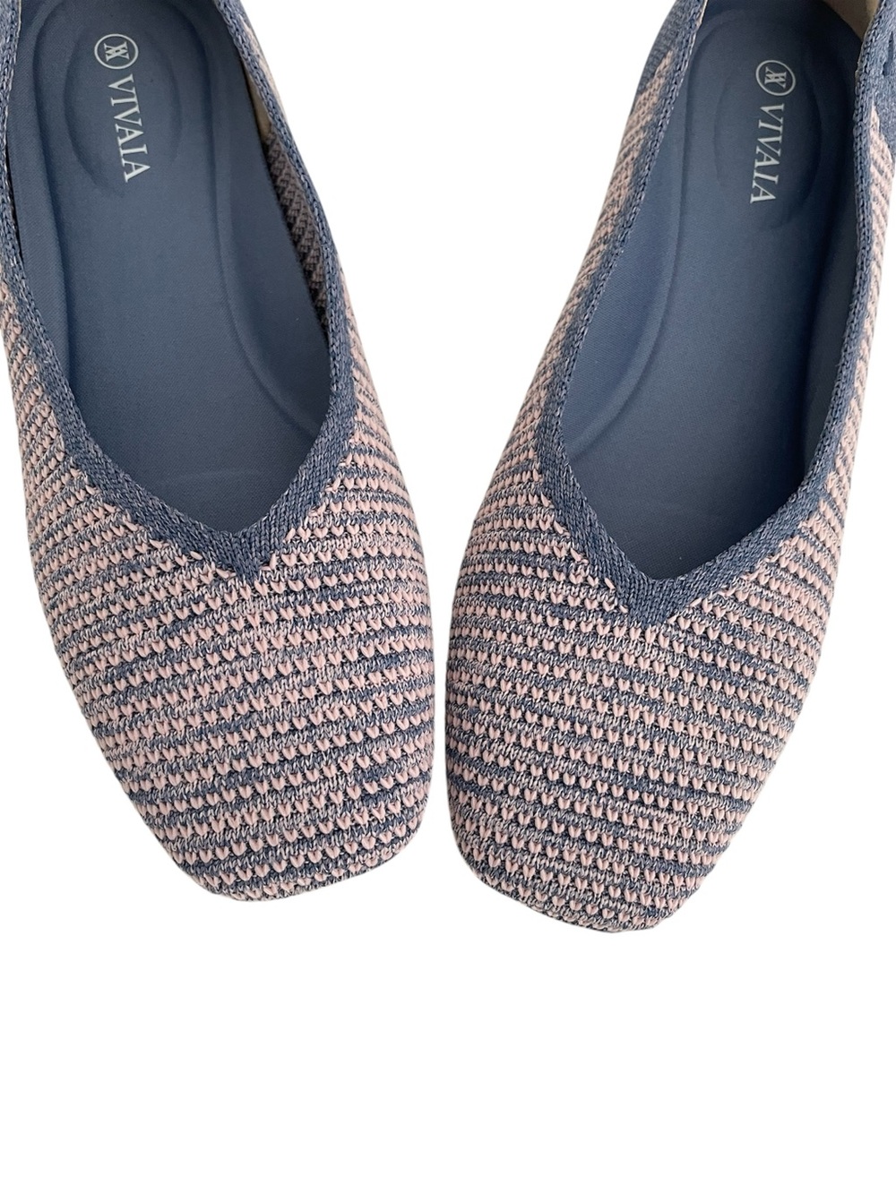 Vivaia Woven Square Toe Ballet Flats Size EU 37.5 US 7 Pink Purple Blue Preppy